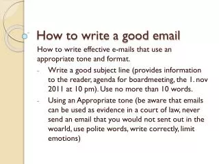 How to write a good email
