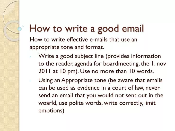 how to write a good email