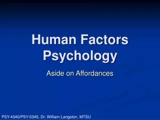 Human Factors Psychology