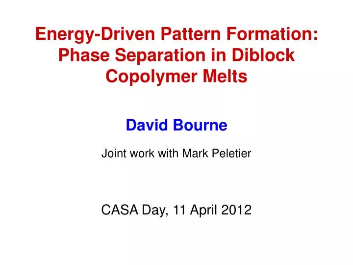 energy driven pattern formation phase separation in diblock copolymer melts