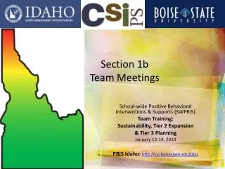 Section 1b Team Meetings