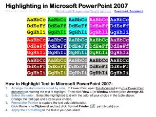 Highlighting in Microsoft PowerPoint 2007