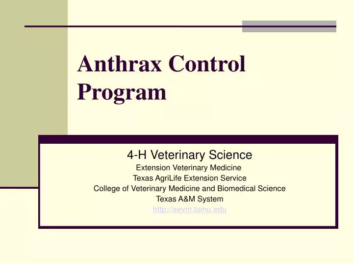 anthrax control program