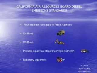 CALIFORNIA AIR RESOURCES BOARD DIESEL EMISSIONS STANDARDS