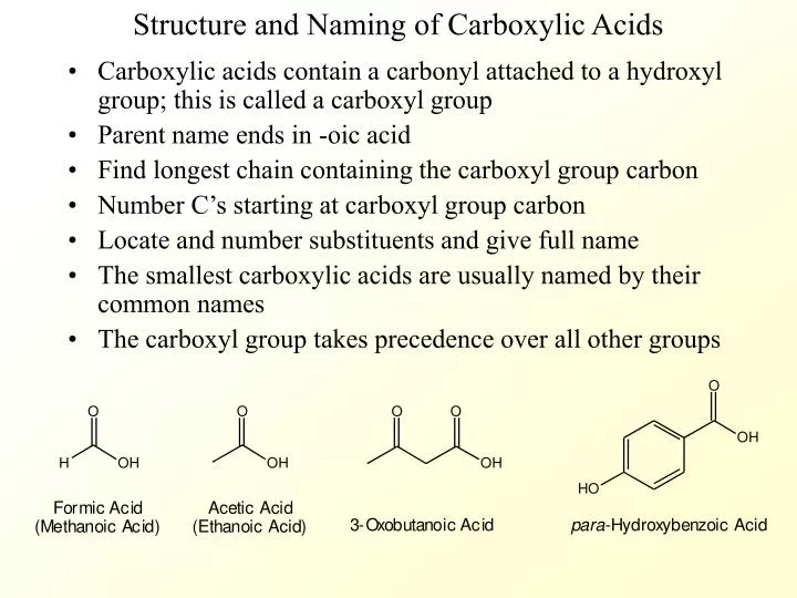 structure and naming of carboxylic acids