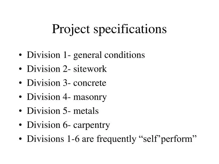 project specifications