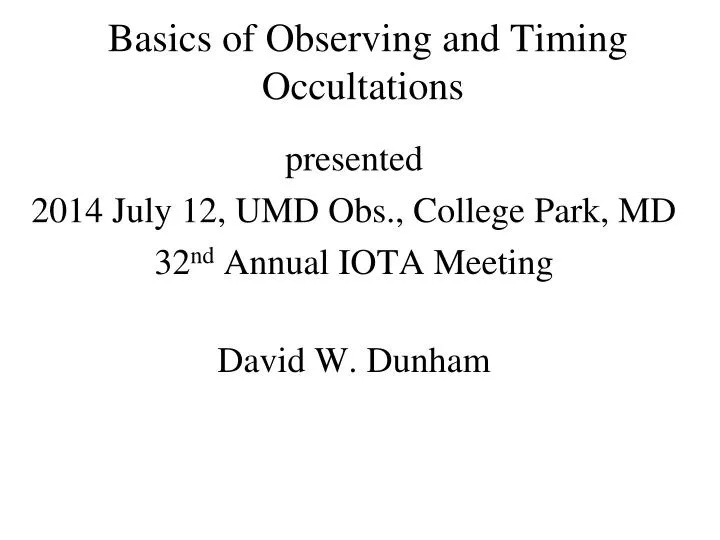 basics of observing and timing occultations