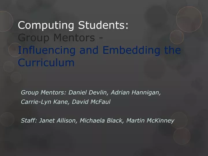 computing students group mentors influencing and embedding the curriculum