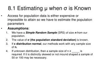 8.1 Estimating ? when ? is Known