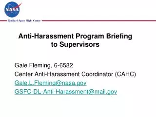 Anti-Harassment Program Briefing to Supervisors