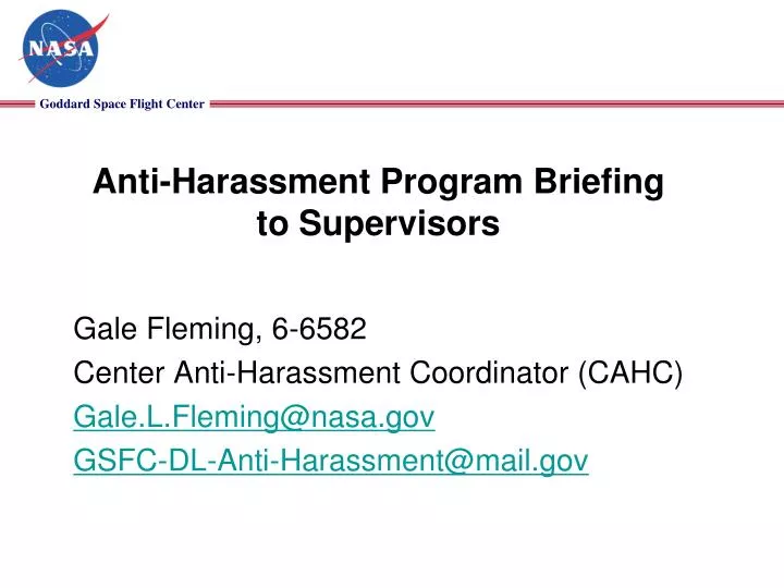 anti harassment program briefing to supervisors