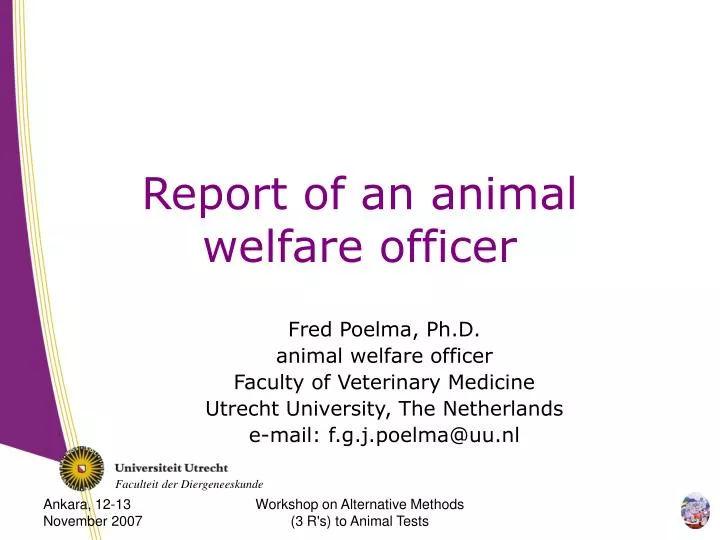 report of an animal welfare officer