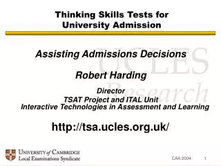 Thinking Skills Tests for University Admission