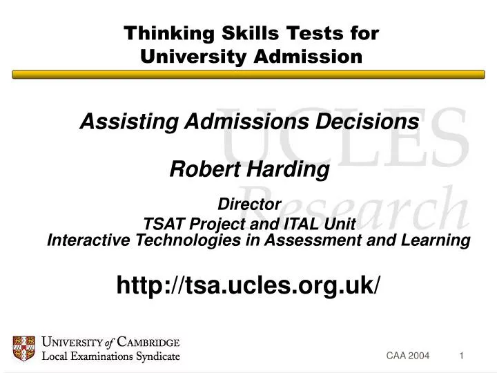 thinking skills tests for university admission
