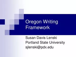 Oregon Writing Framework