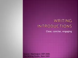 Writing Introductions