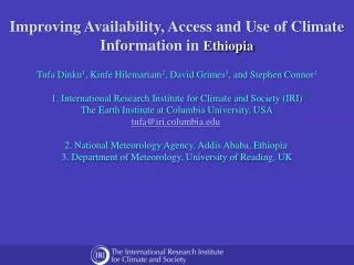 Improving Availability, Access and Use of Climate Information in Ethiopia