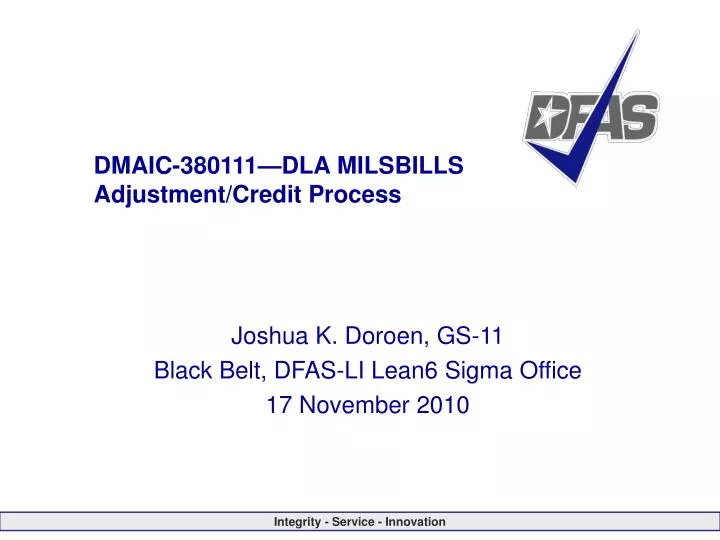 dmaic 380111 dla milsbills adjustment credit process