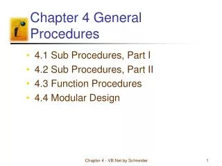 Chapter 4 General Procedures
