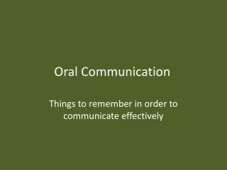 Oral Communication