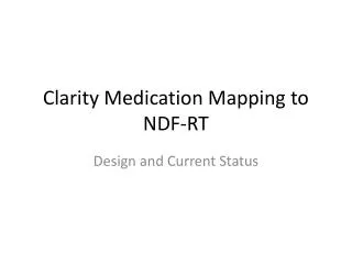 Clarity Medication Mapping to NDF-RT