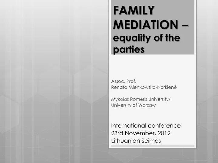 family mediation equality of the parties