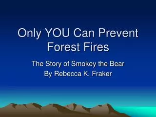 Only YOU Can Prevent Forest Fires