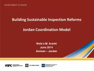 Building Sustainable Inspection Reforms Jordan Coordination Model