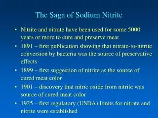 The Saga of Sodium Nitrite