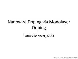 Nanowire Doping via Monolayer Doping