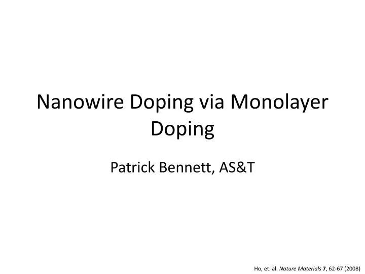 nanowire doping via monolayer doping