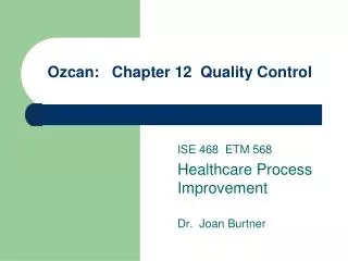 Ozcan: Chapter 12 Quality Control