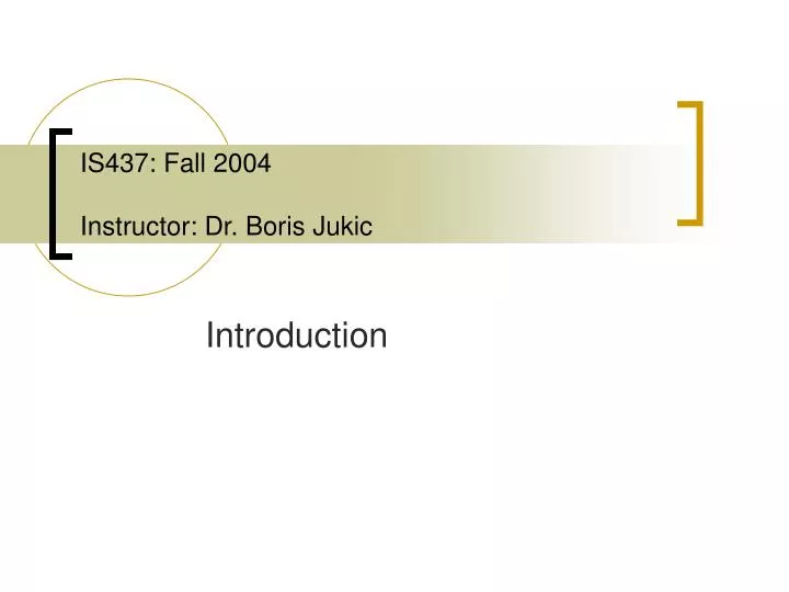 is437 fall 2004 instructor dr boris jukic