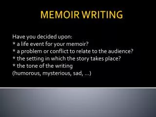 MEMOIR WRITING