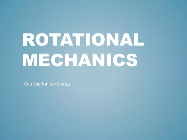 rotational mechanics