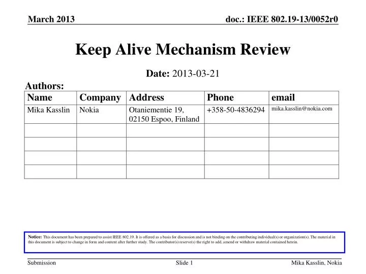 keep alive mechanism review
