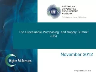 The Sustainable Purchasing and Supply Summit (UK)