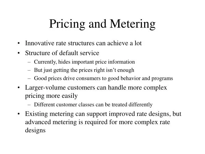 pricing and metering