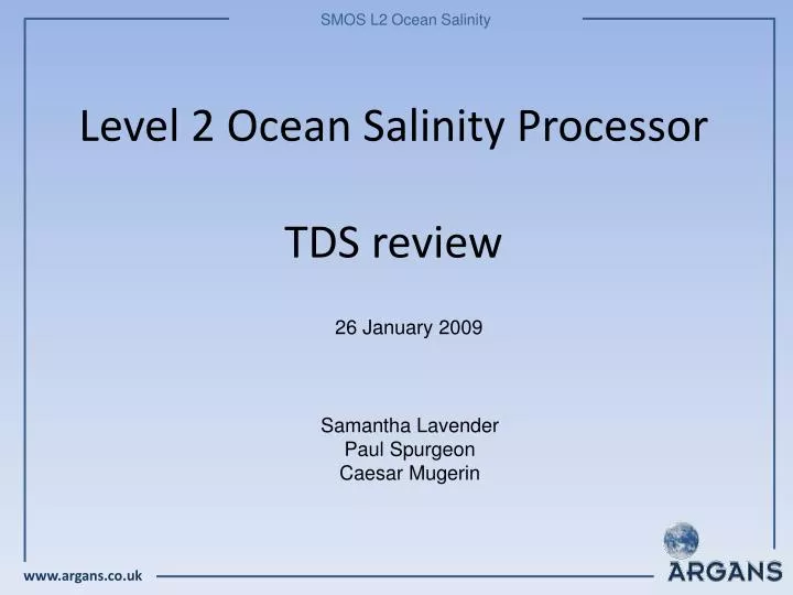 level 2 ocean salinity processor tds review