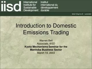 Introduction to Domestic Emissions Trading