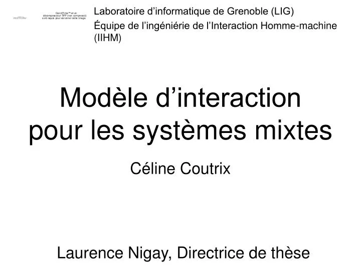 mod le d interaction pour les syst mes mixtes