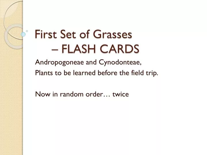 first set of grasses flash cards