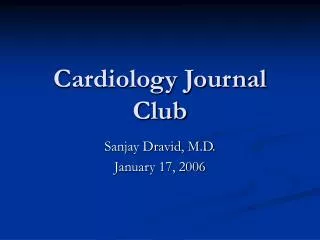 Cardiology Journal Club