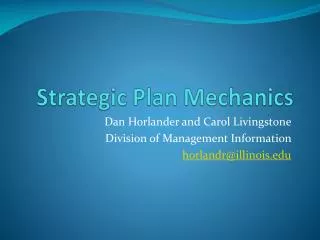 Strategic Plan Mechanics