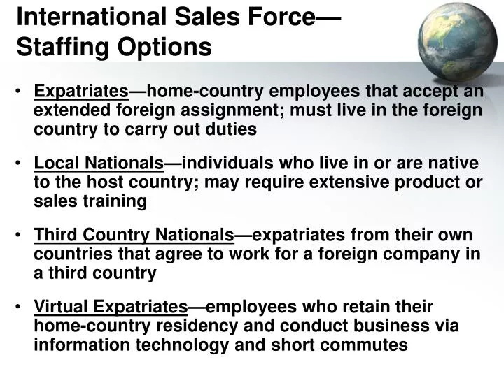international sales force staffing options