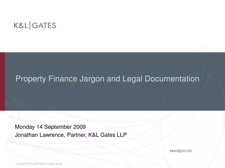 property finance jargon and legal documentation