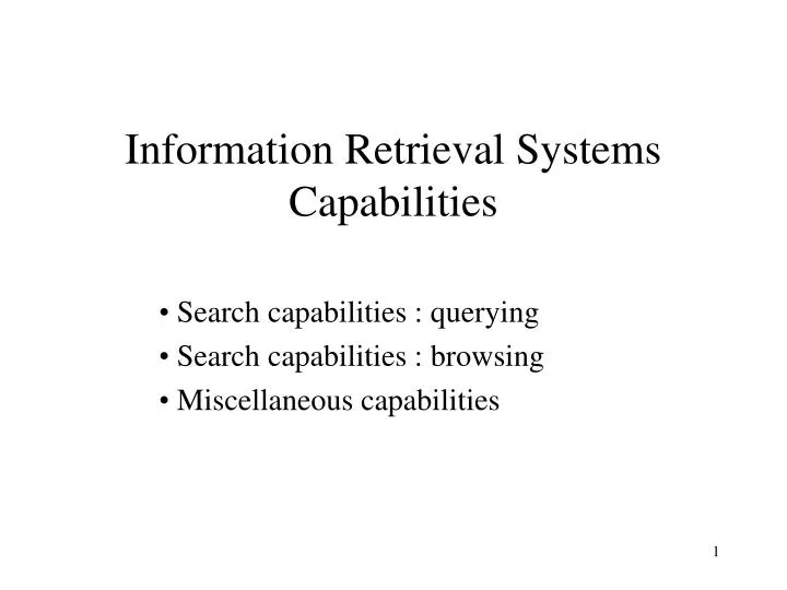 information retrieval systems capabilities