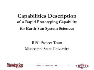 Capabilities Description of a Rapid Prototyping Capability for Earth-Sun System Sciences