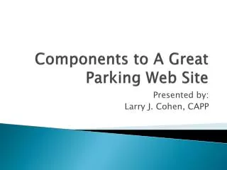 Components to A Great Parking Web Site