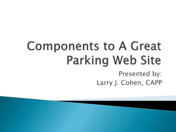 components to a great parking web site